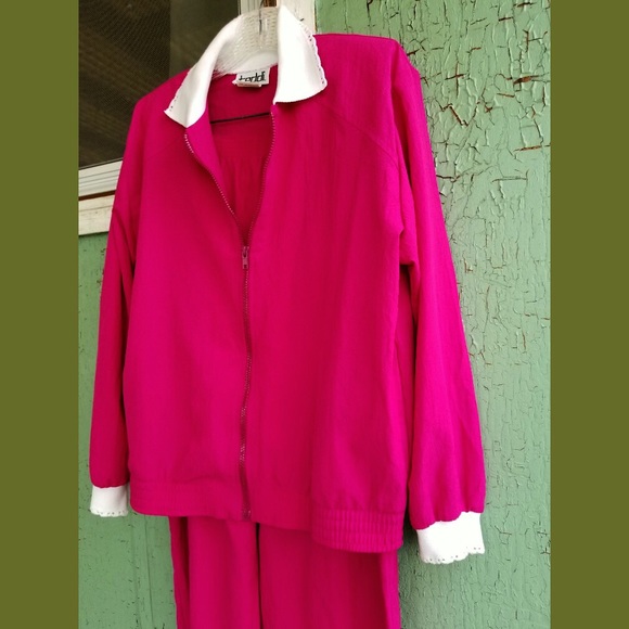 VTG 80s Mom Golden Girls Fuschia Lounge Outfit - Picture 2 of 7
